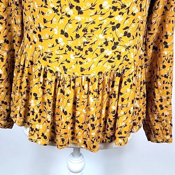 Anthropologie Maeve Cheyenne Mustard Yellow Peplum Top Blouse - size xs - Picture 4 of 11